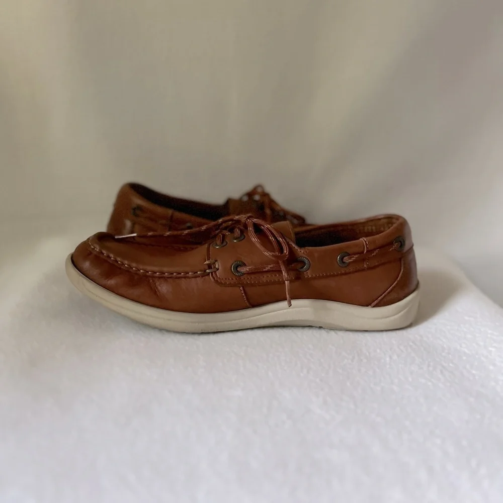 SAS Size 9 Men’s Leather Brown Boat Lace Up Shoes